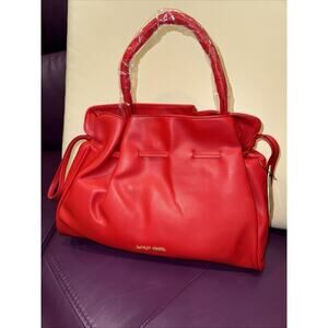 Badgley Mischka Vegan Leather Puffer Crossbody Bag in red NWT